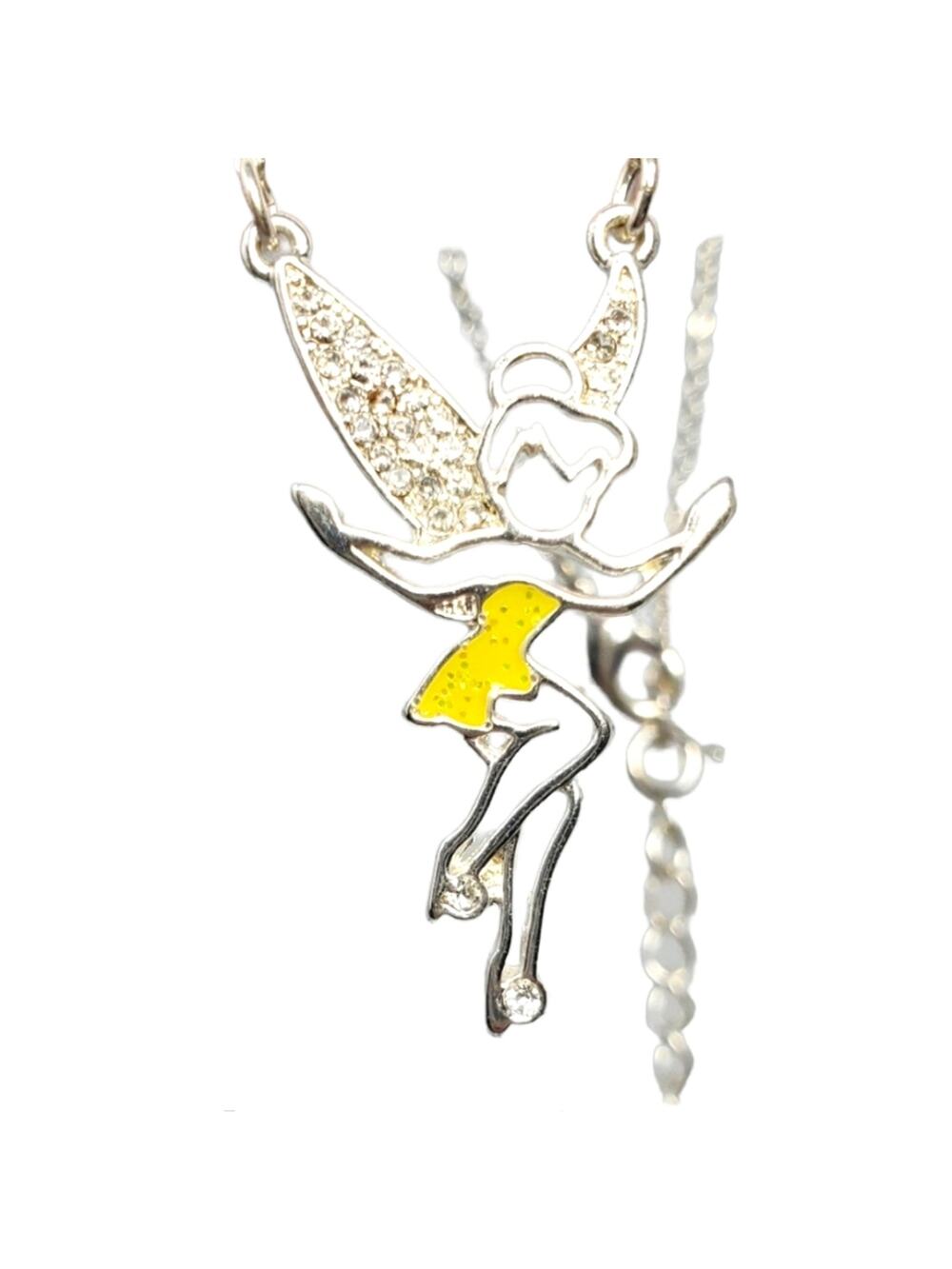 Disney Tinker Bell Silhouette Rhinestone and Yellow Necklace
